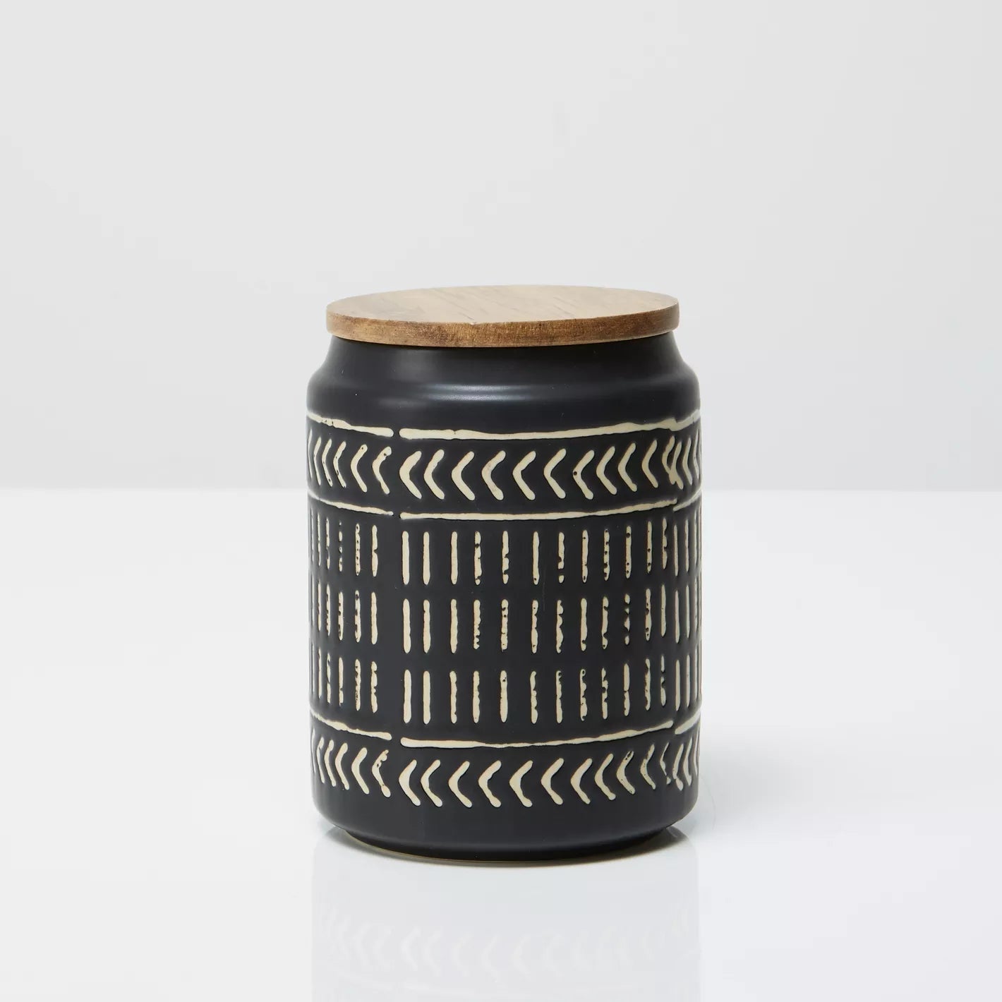 Black Ceramic Coffee Canister with Wood Lid - HER Home Design Boutique
